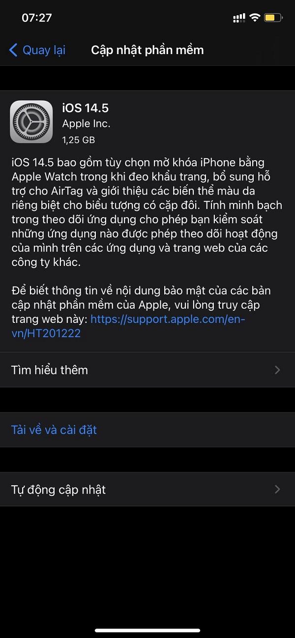 Apple phát hành iOS 14.5.1 và iPadOS 14.5.1