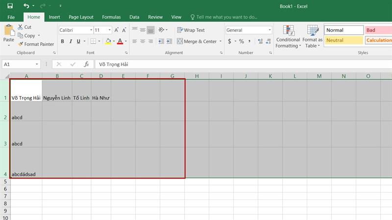 Cách căn độ rộng của hàng và cột tự động trong Excel