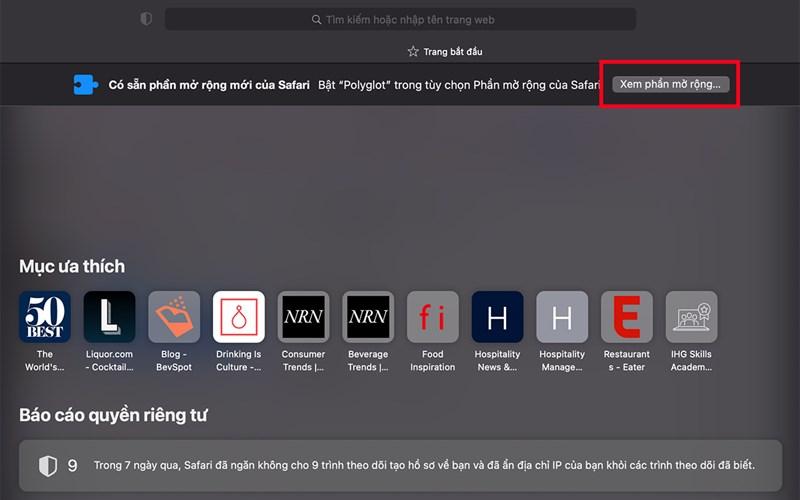 Gỡ bỏ tiện ích mở rộng Safari MacBook