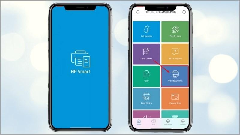 Mở lại ứng dụng HP Smart v&agrave; chọn Print Documents 