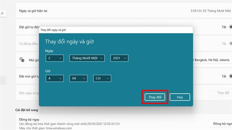 Sửa thời gian Windows 11