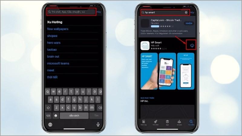 T&igrave;m kiếm v&agrave; tải ứng dụng HP Smart về điện thoại của bạn