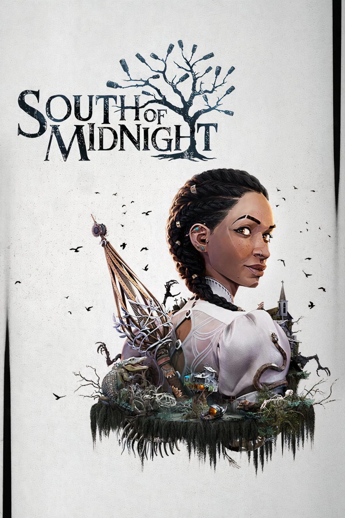 Ảnh bìa chính thức của South of Midnight thể hiện không khí huyền bí và nhân vật chính