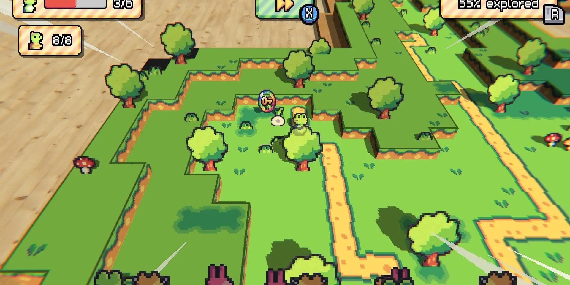 Ảnh chụp màn hình Paper Animal Adventure Demo, người chơi đang khám phá đồng bằng.