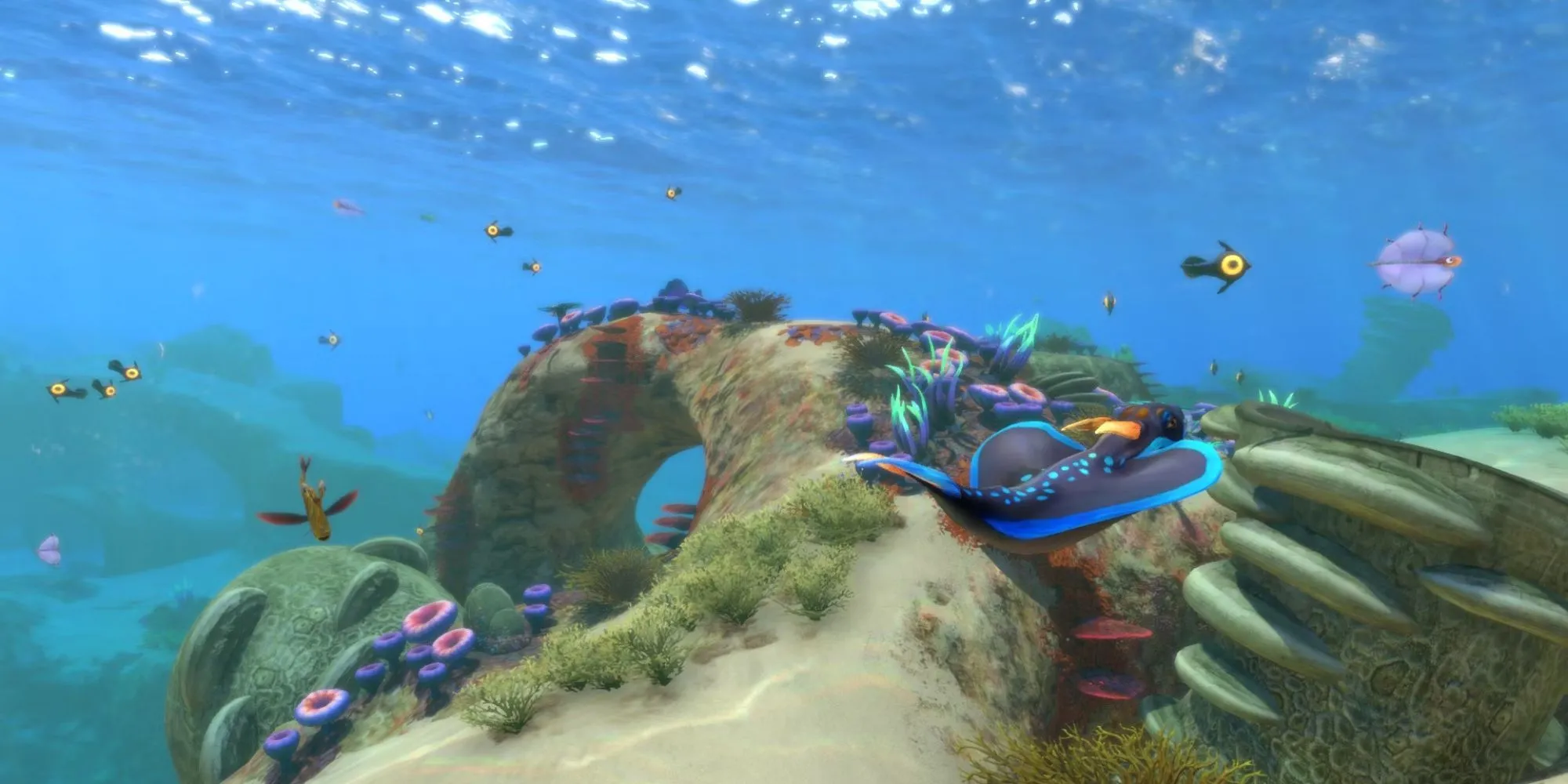 Ảnh chụp màn hình rạn san hô đầy màu sắc trong game Subnautica
