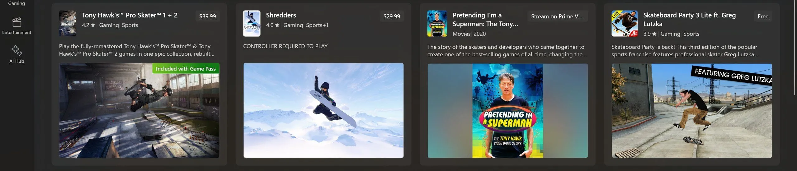 Ảnh chụp màn hình Windows Store hiển thị game Call of Duty World at War và Infinite Warfare có huy hiệu 'Included in Game Pass', gợi ý khả năng gia nhập Xbox Game Pass.