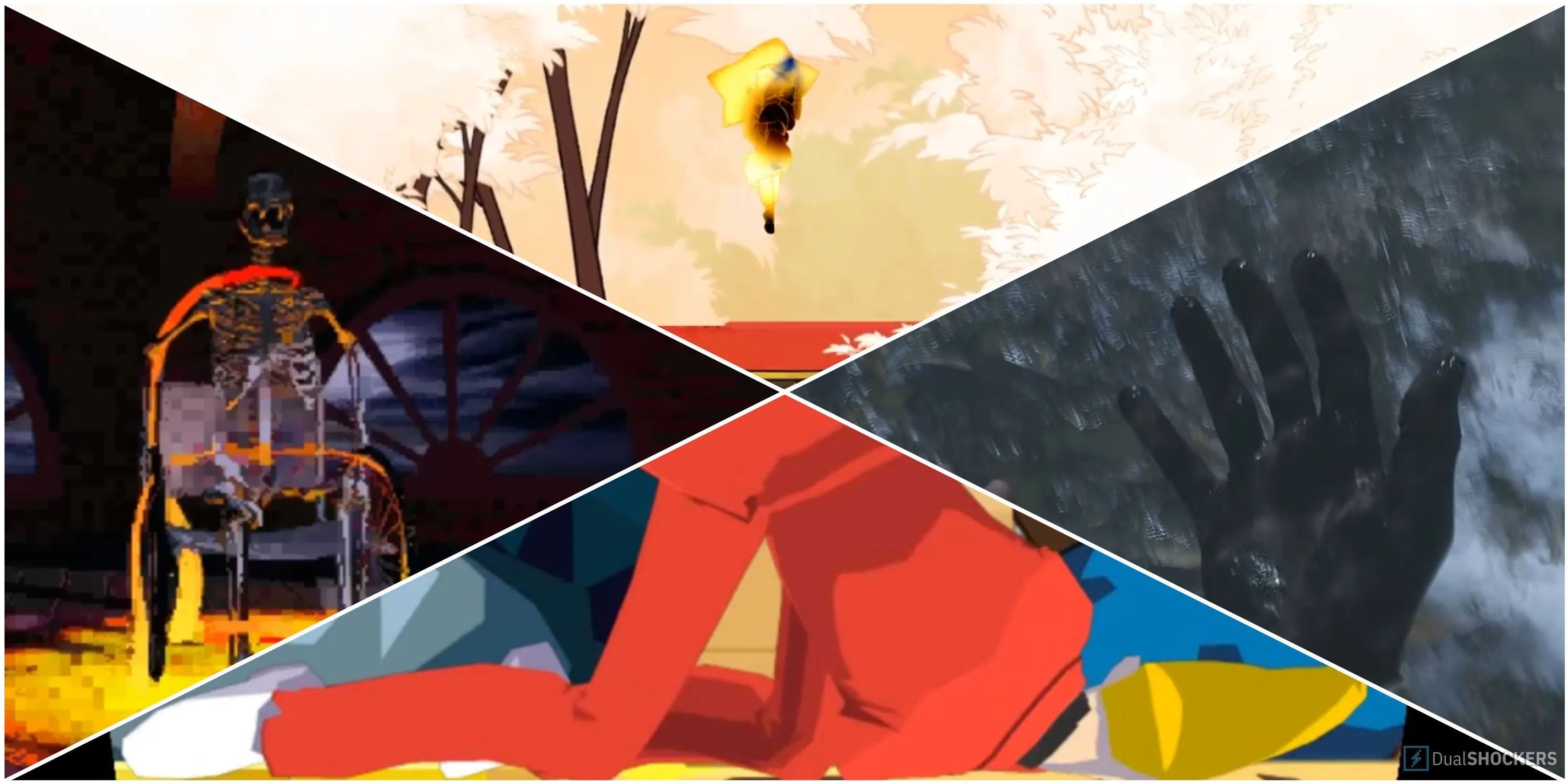 Ảnh collage các game nổi bật có hồn ma, gồm Spiritfarer, Ghost Trick, Resident Evil Village