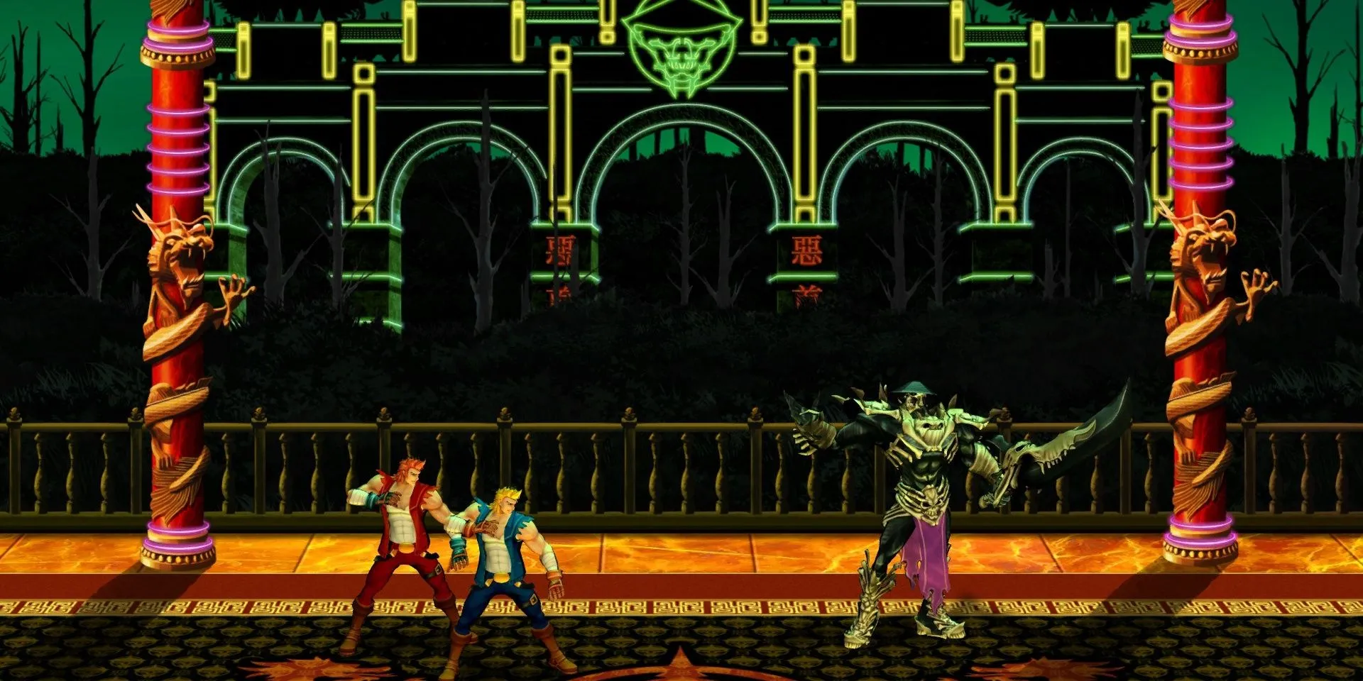 Anh em nhà Lee đối đầu trùm cuối Skullmageddon trong Double Dragon Neon phong cách 80s
