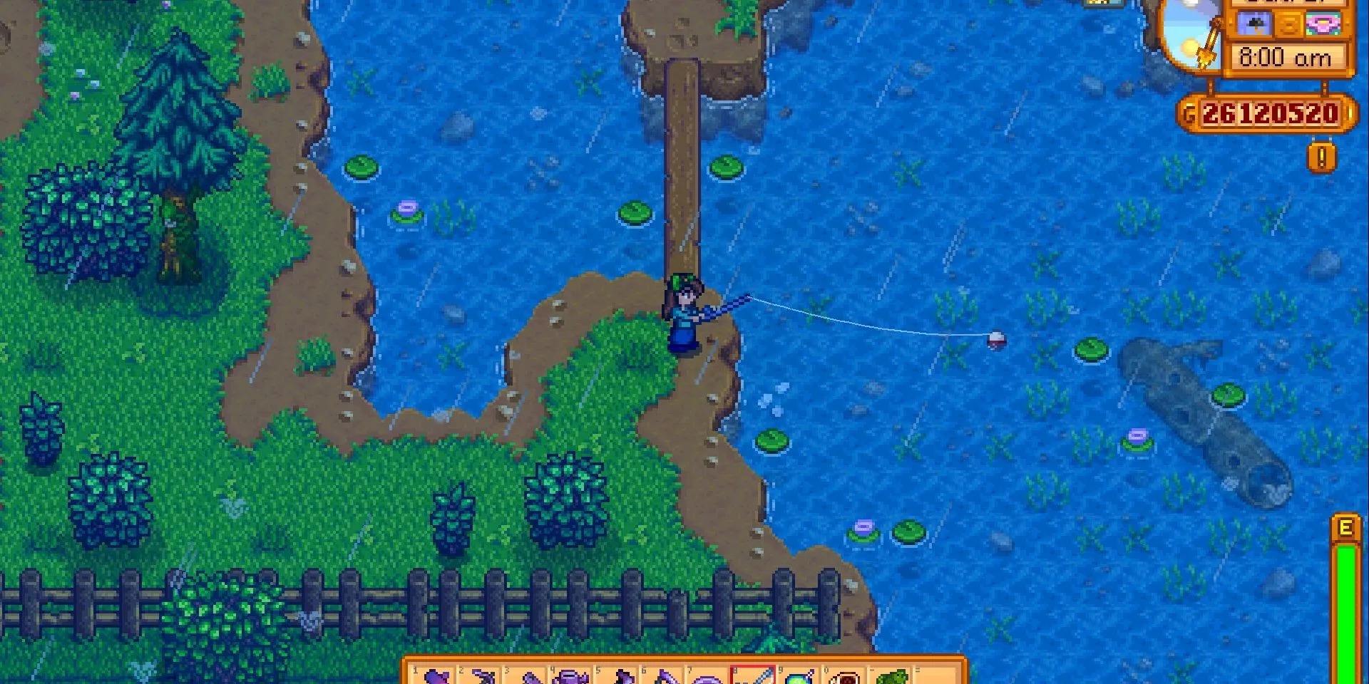 Ảnh người chơi Stardew Valley câu cá Huyền thoại trên hồ