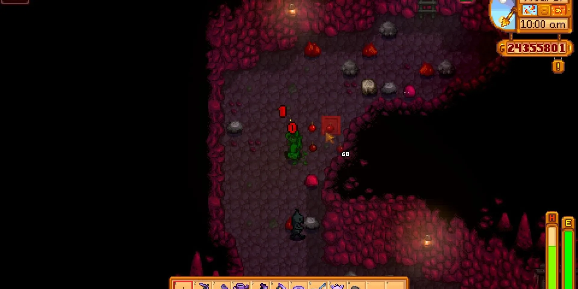 Stardew Valley: Nên Nâng Cấp Công Cụ Nào Trước Để Tối Ưu Hóa Nông Trại Của Bạn? 1 Ảnh người chơi Stardew Valley sử dụng bom trong hầm mỏ