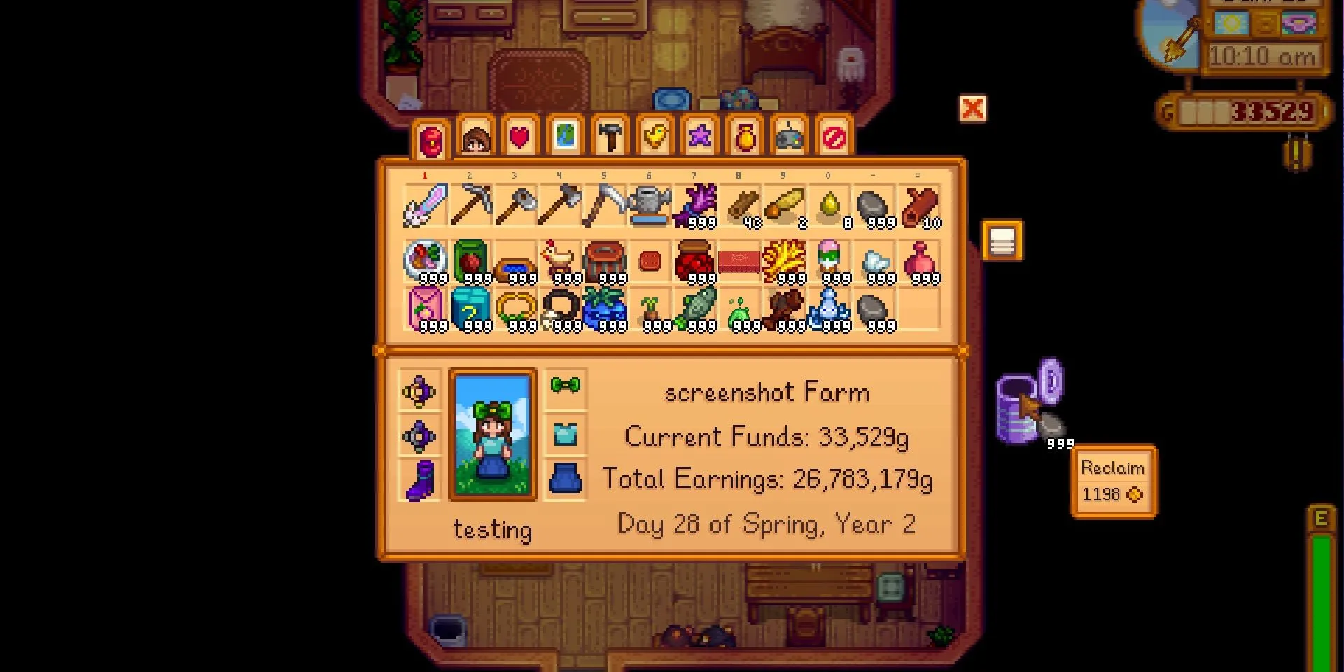 Ảnh người chơi Stardew Valley sử dụng Thùng rác Iridium đã nâng cấp
