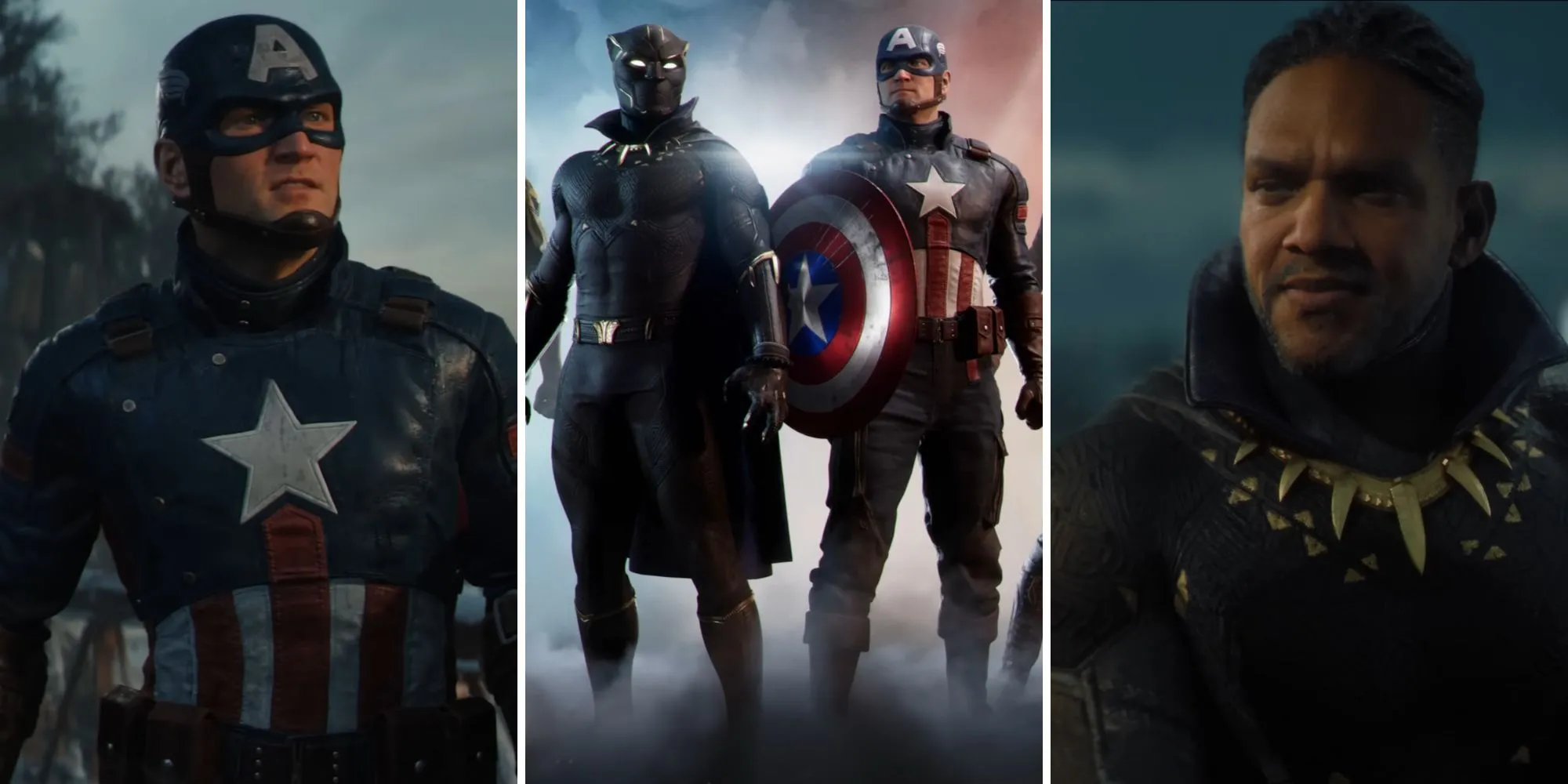 Ảnh quảng bá game Marvel 1943: Rise of Hydra với Captain America và Black Panther đời đầu