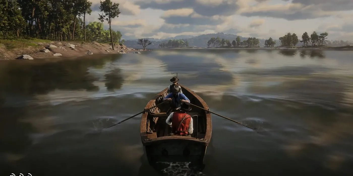 Arthur Morgan nhìn ra khung cảnh núi non hùng vĩ trong Red Dead Redemption 2