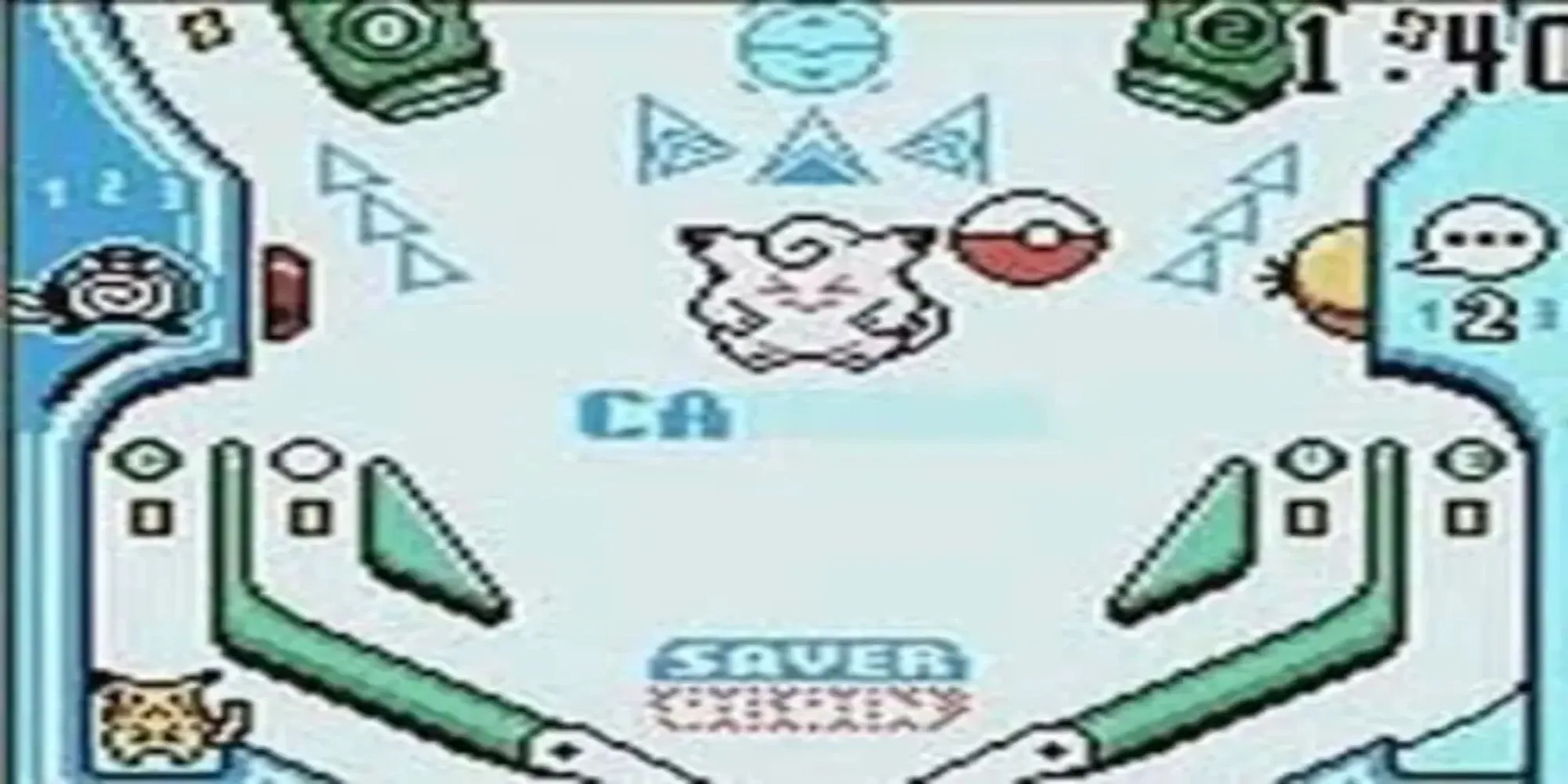 Bàn chơi pinball chủ đề Pokémon trong game Pokémon Pinball GBC