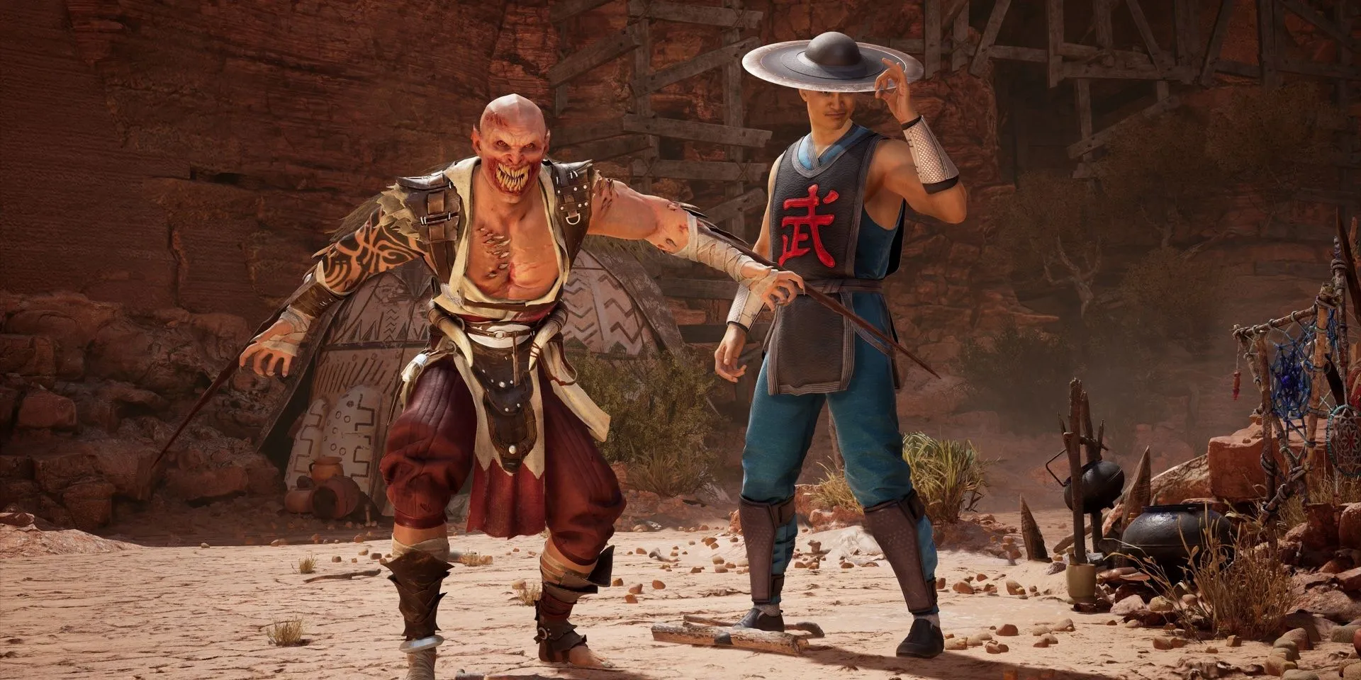 Baraka và Mileena, hai nhân vật chính bị nhiễm Tarkat trong Mortal Kombat 1