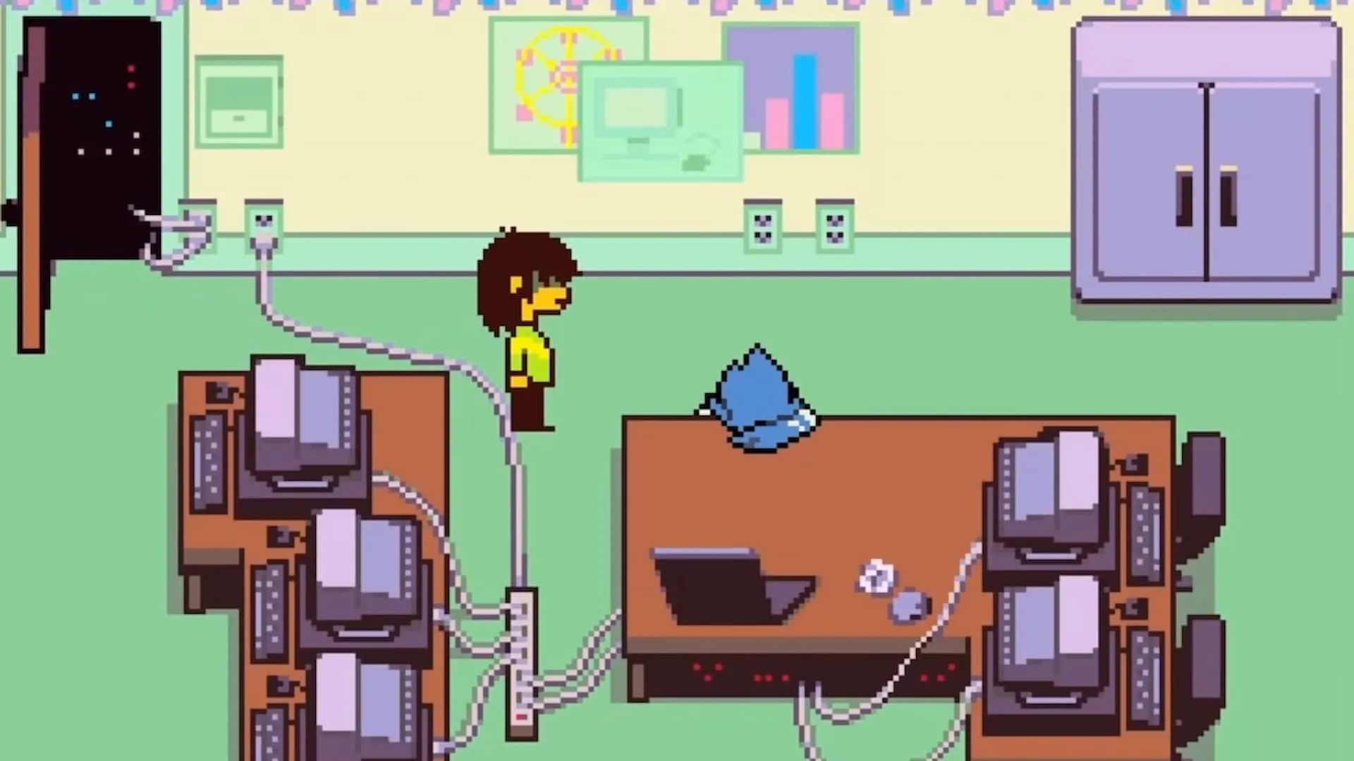 Berdly bị đóng băng trong Deltarune sau khi trúng chiêu Snowgrave