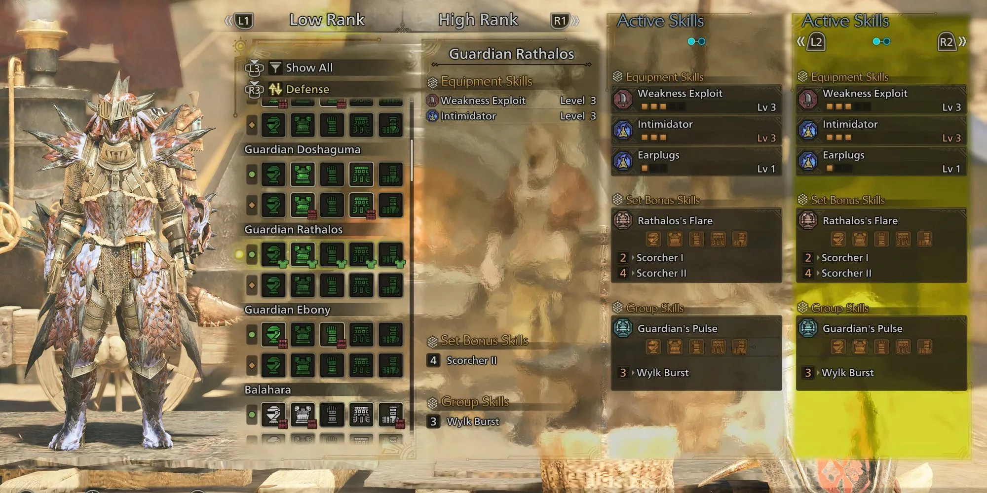 Bộ giáp Guardian Rathalos tối ưu cho build Cung Monster Hunter Wilds Low Rank
