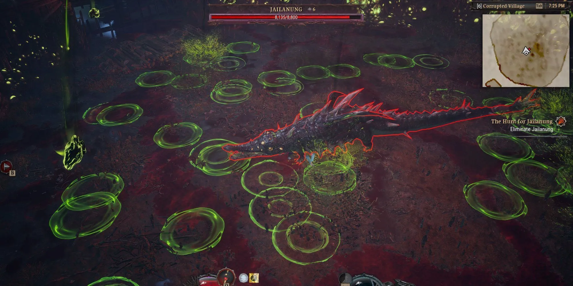 Boss Jailanung tạo ra Mưa Axit diện rộng bao phủ đấu trường trong Dragonkin The Banished