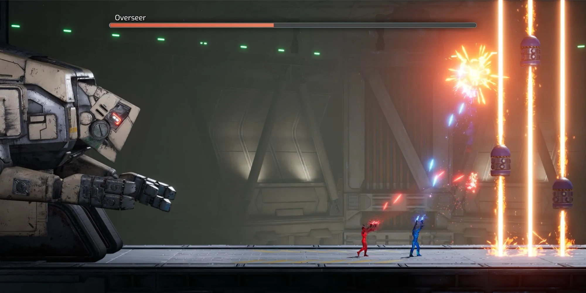 Boss Overseer trong Split Fiction là một cỗ máy khổng lồ với nhiều nòng súng