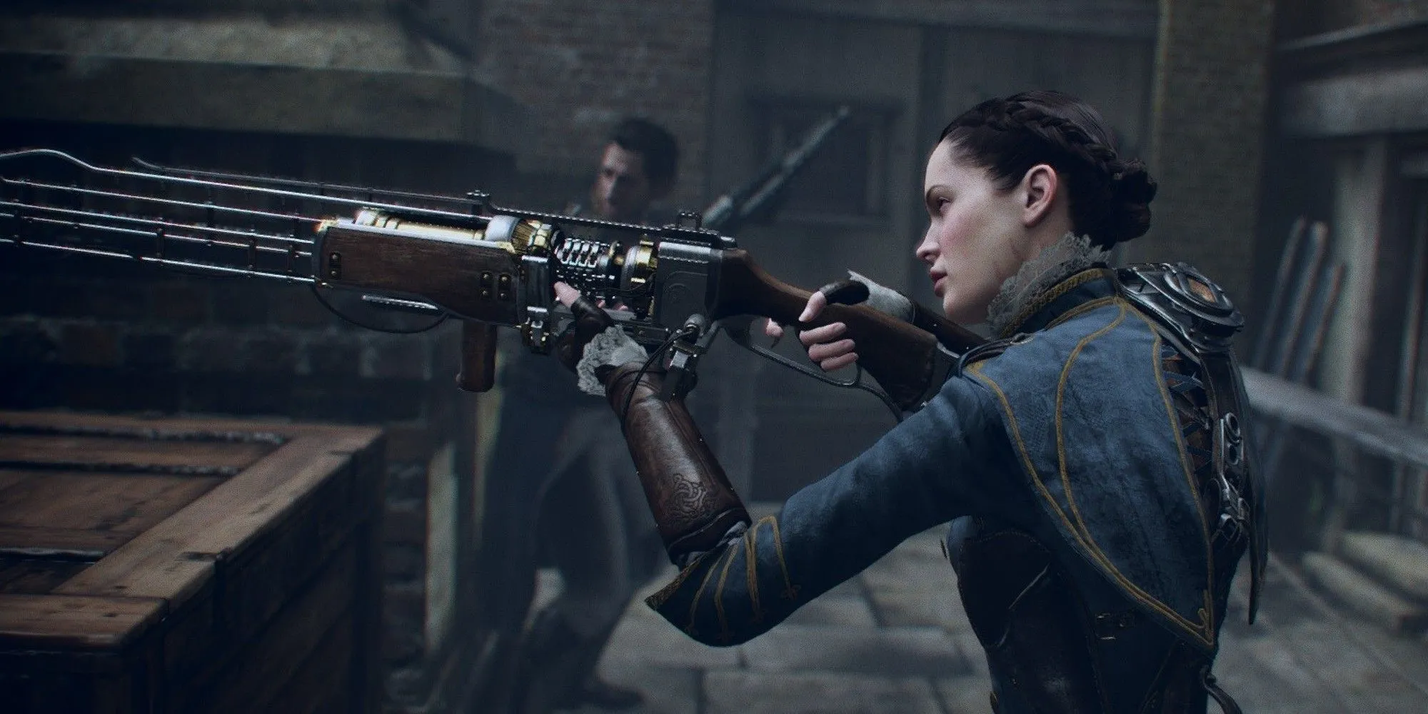 Cảnh chiến đấu trong The Order 1886 với vũ khí steampunk và hiệu ứng ấn tượng