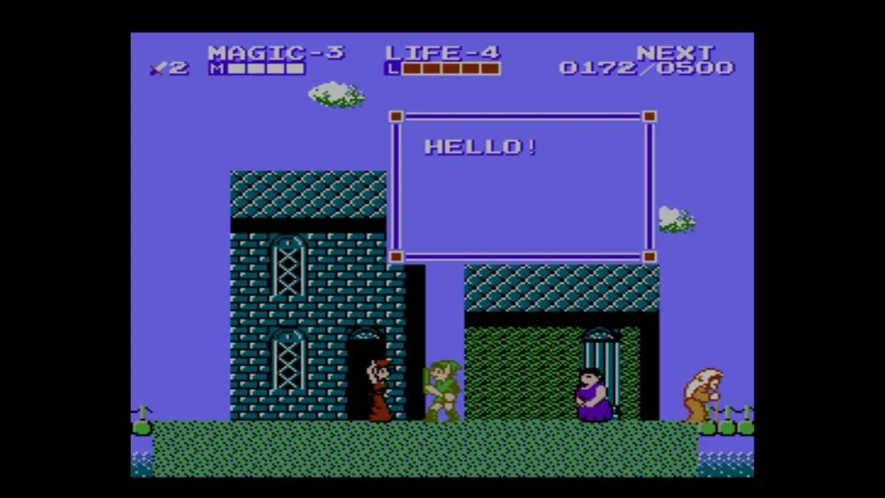 Cảnh thị trấn trong Zelda 2