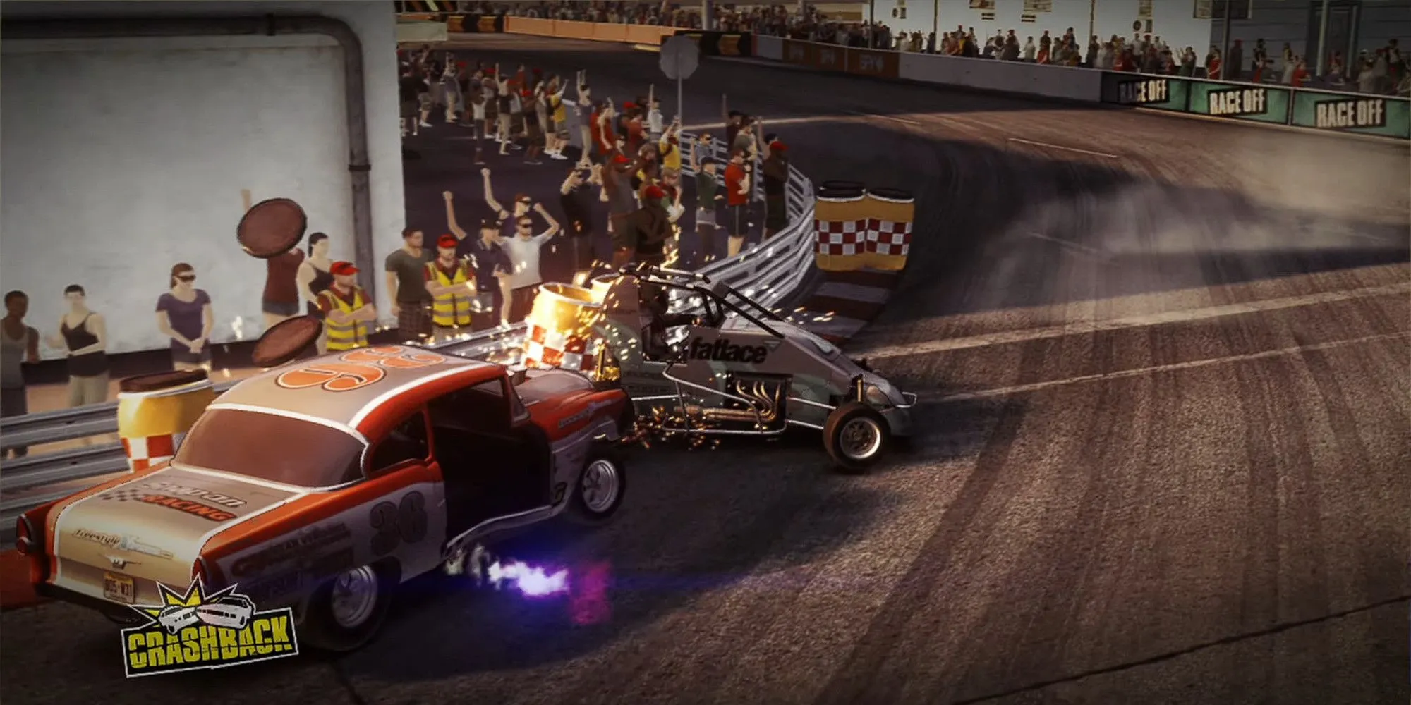 Cảnh xe đua va chạm mạnh trong Dirt Showdown