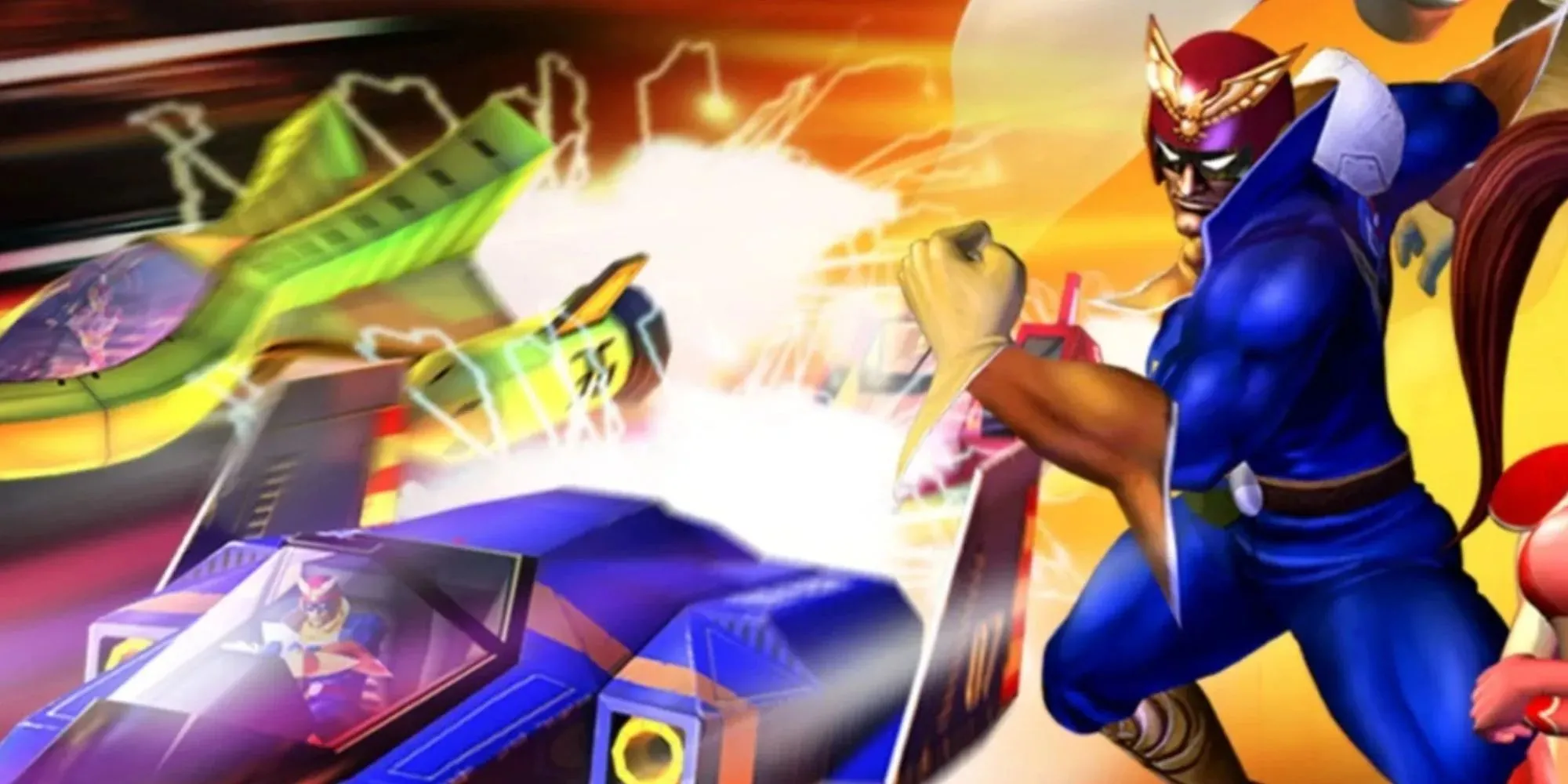 Captain Falcon và chiếc Blue Falcon trong game F-Zero