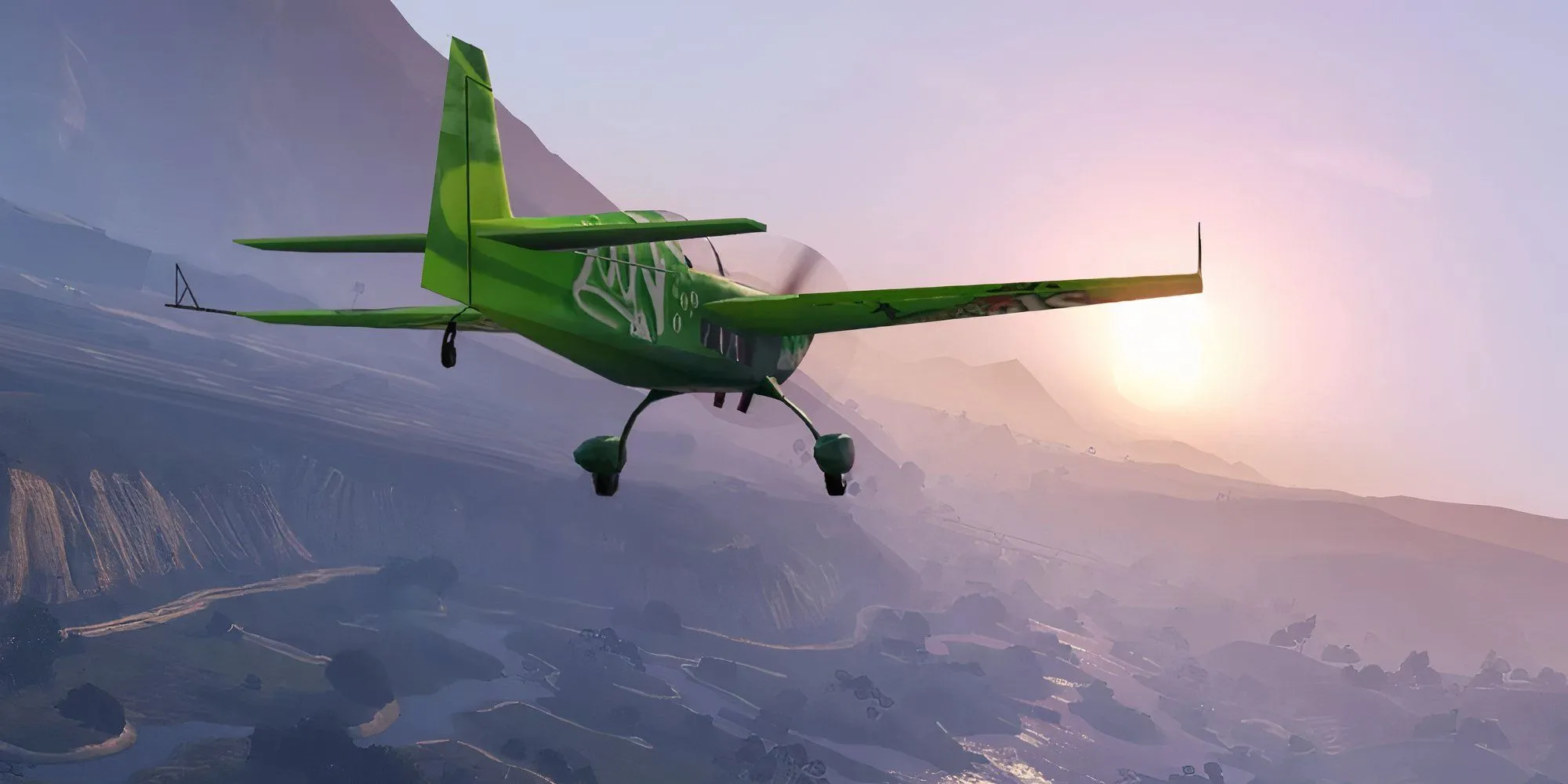 Chiếc máy bay đang bay lượn trên bầu trời Los Santos trong Grand Theft Auto V