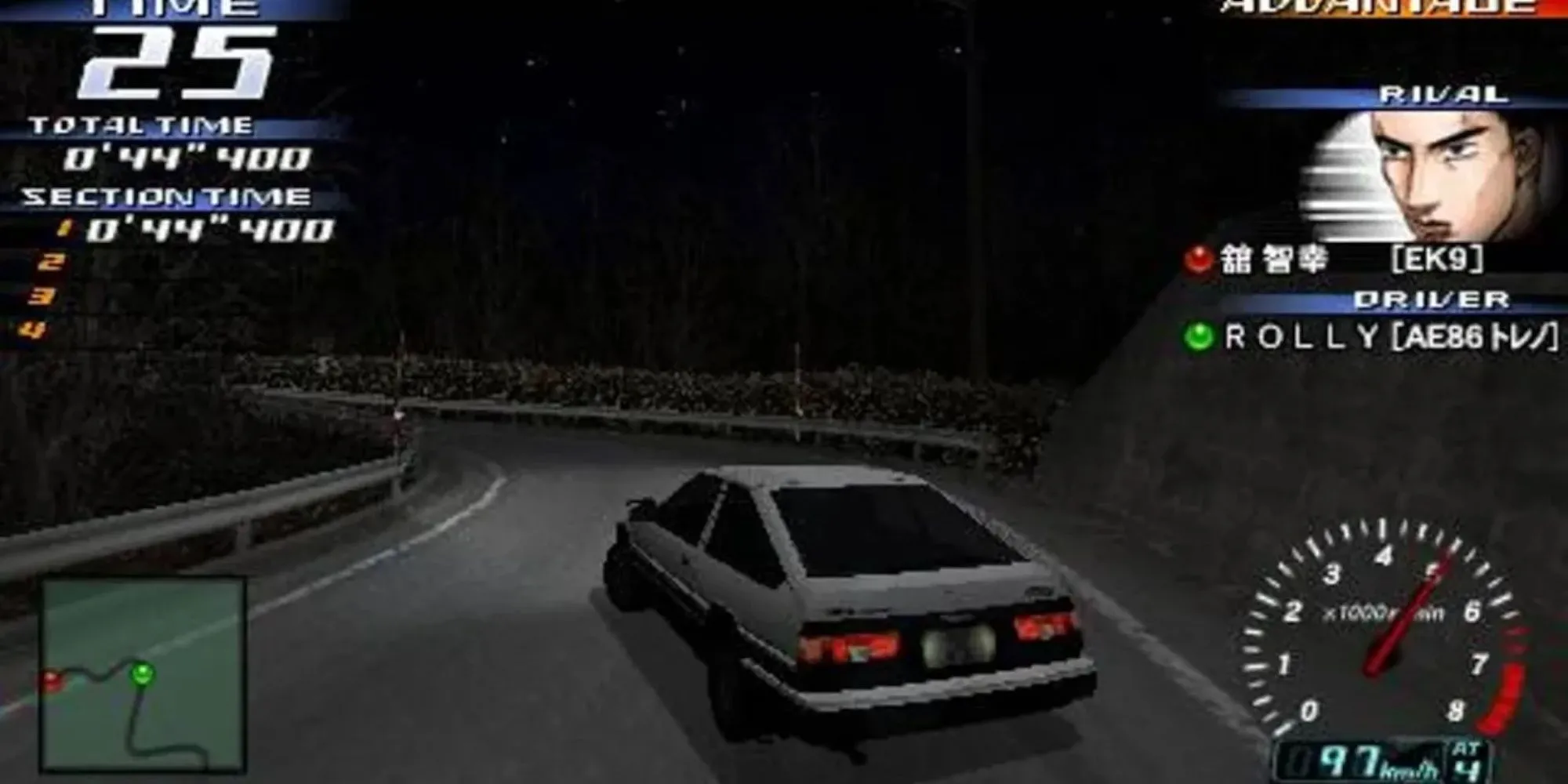 Chiếc Toyota AE86 huyền thoại đang drift trên đường đèo trong game Initial D Street Stage