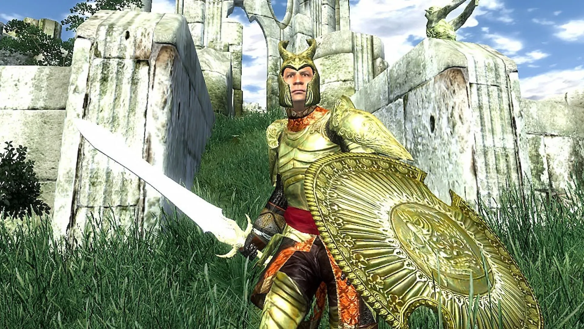 Chiến binh The Elder Scrolls IV Oblivion trong bộ giáp vàng uy nghi