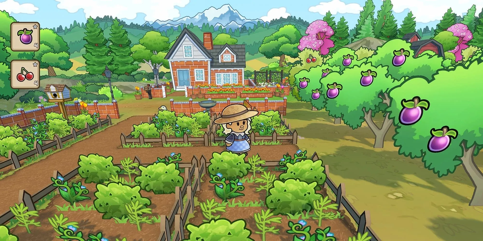 Cô gái chibi đứng giữa cánh đồng trong game Echoes of the Plum Grove