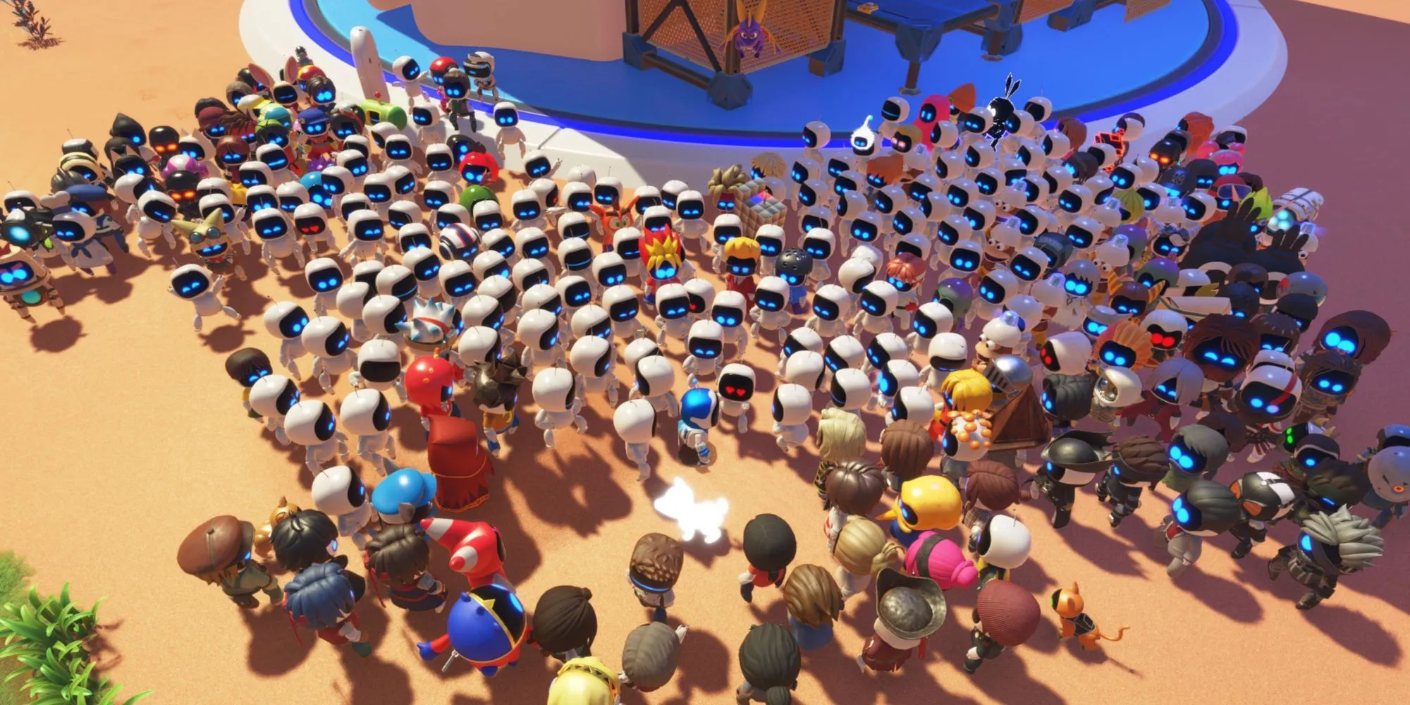 Dàn nhân vật bot đa dạng và đông đảo trong game Astro Bot trên PlayStation 5