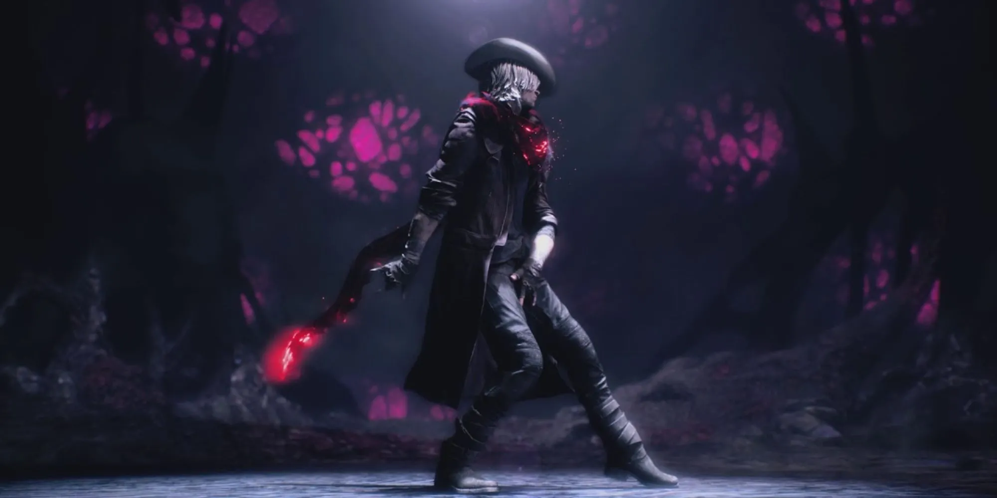 Dante đội chiếc mũ Dr. Faust trong Devil May Cry 5, một vũ khí độc đáo sử dụng Red Orb để tấn công