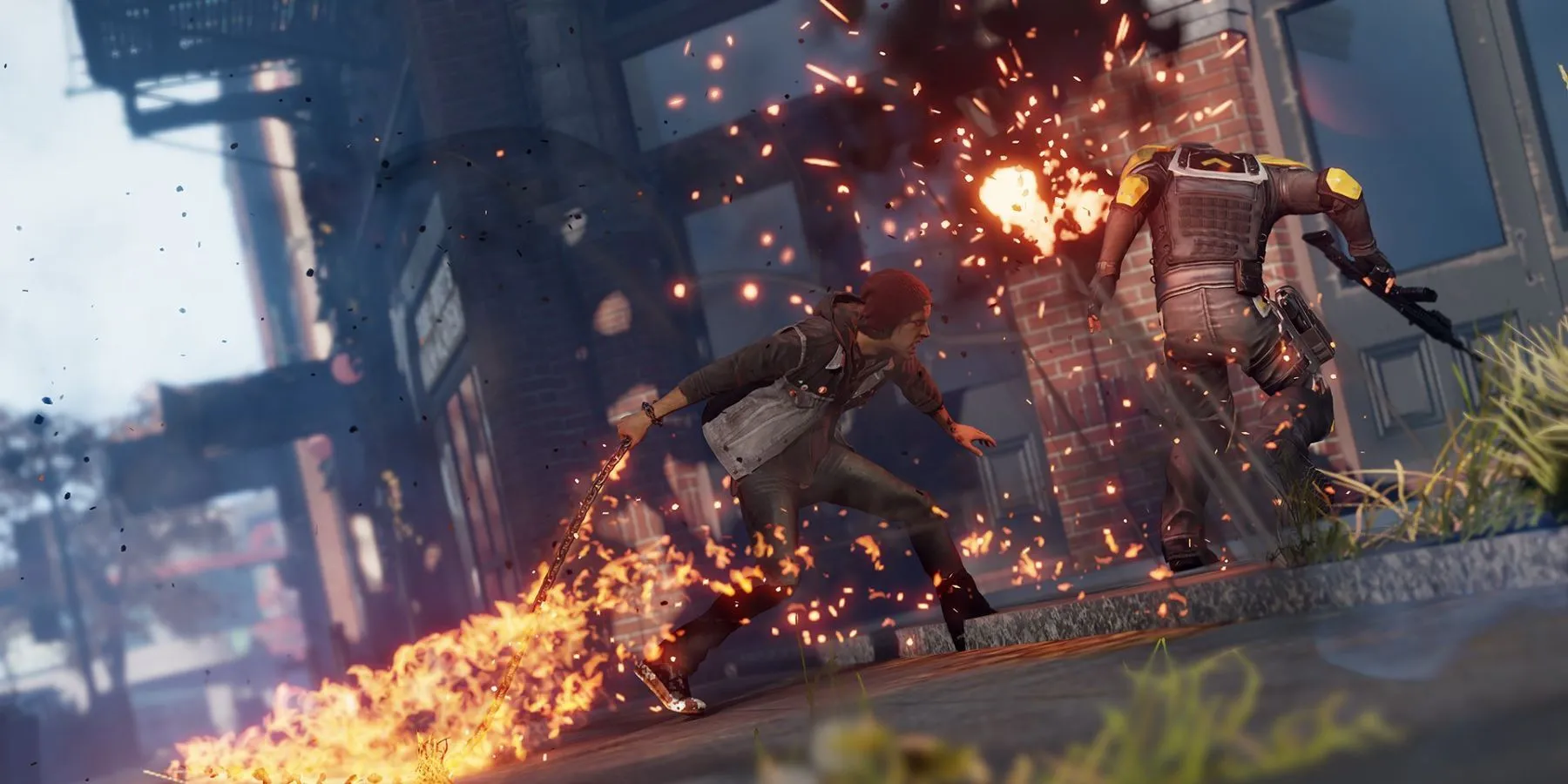 Delsin Rowe sử dụng sức mạnh khói trong Infamous Second Son, một tựa game thế giới mở của Sucker Punch