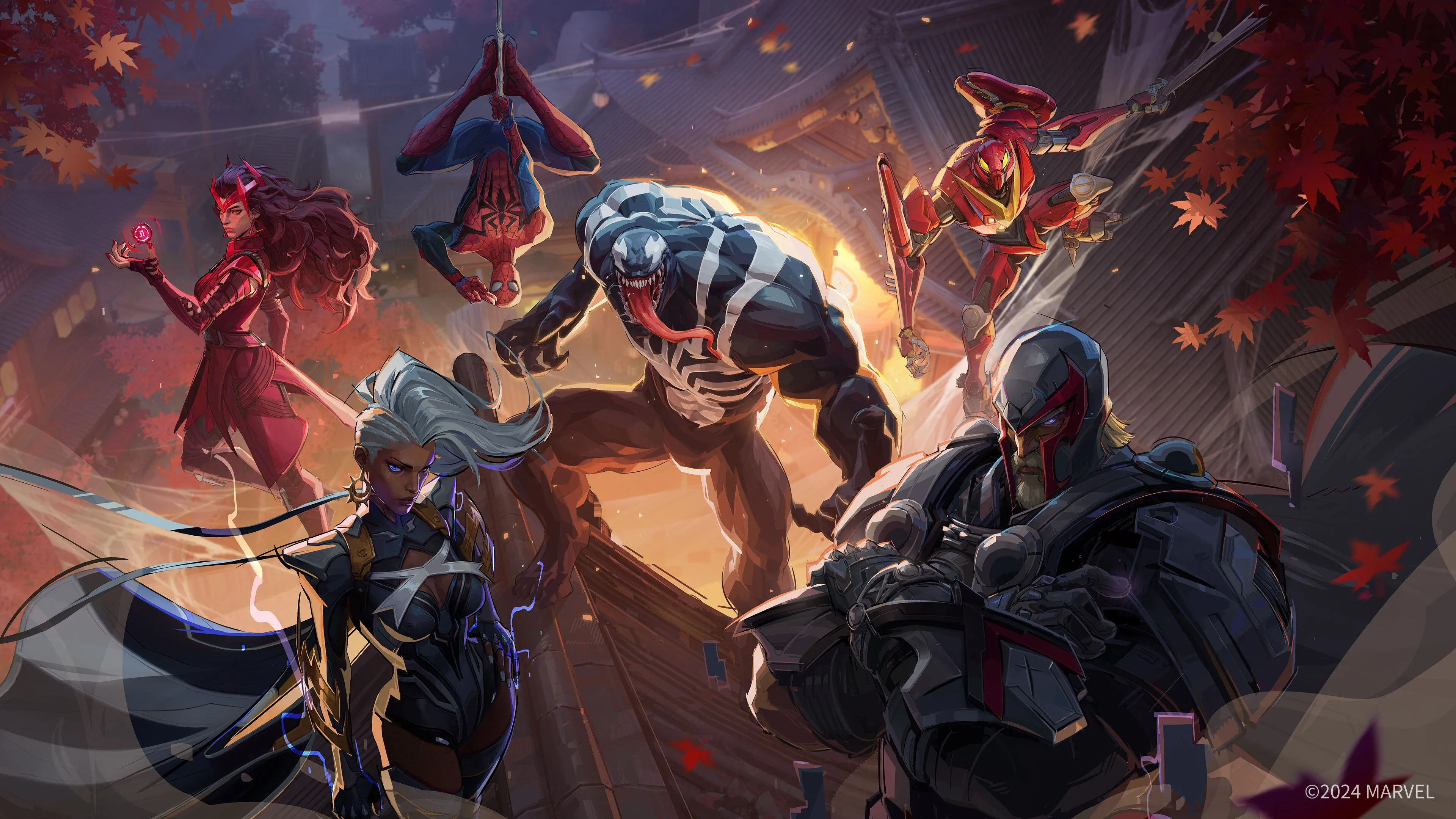 Đội hình anh hùng trong một trận đấu Marvel Rivals