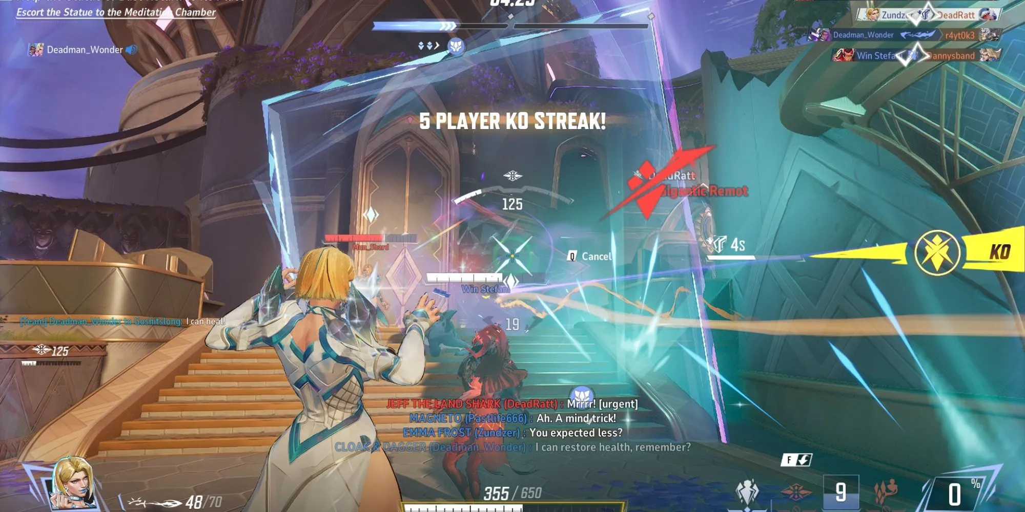 Emma Frost sử dụng kỹ năng Telepathic Pulse trong game Marvel Rivals