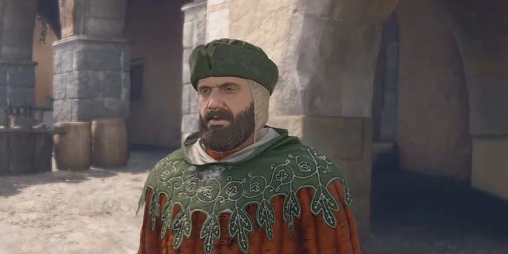 Gặp Menhard ở Khu Thương Mại Kuttenberg trong Kingdom Come Deliverance 2