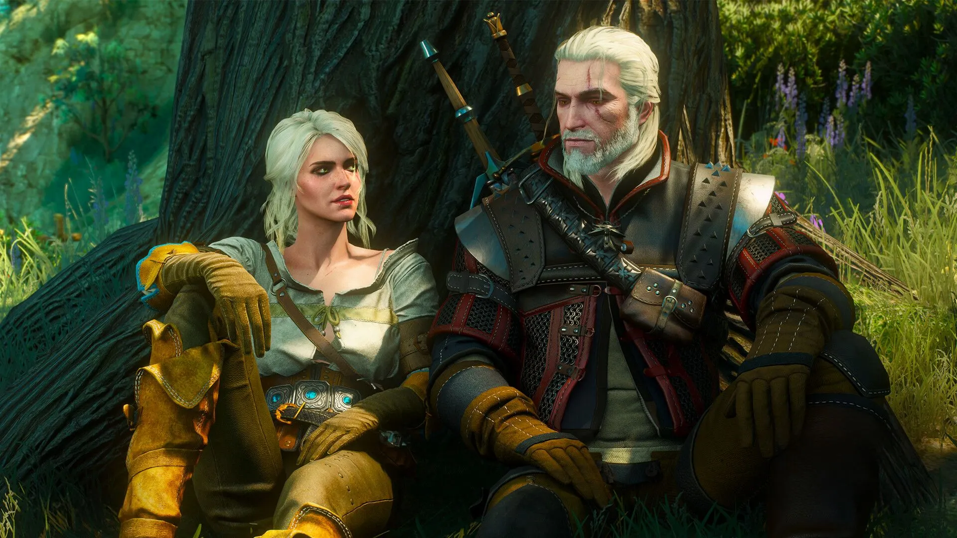 Geralt và Ciri trong một khung cảnh tuyết rơi của The Witcher 3 Wild Hunt