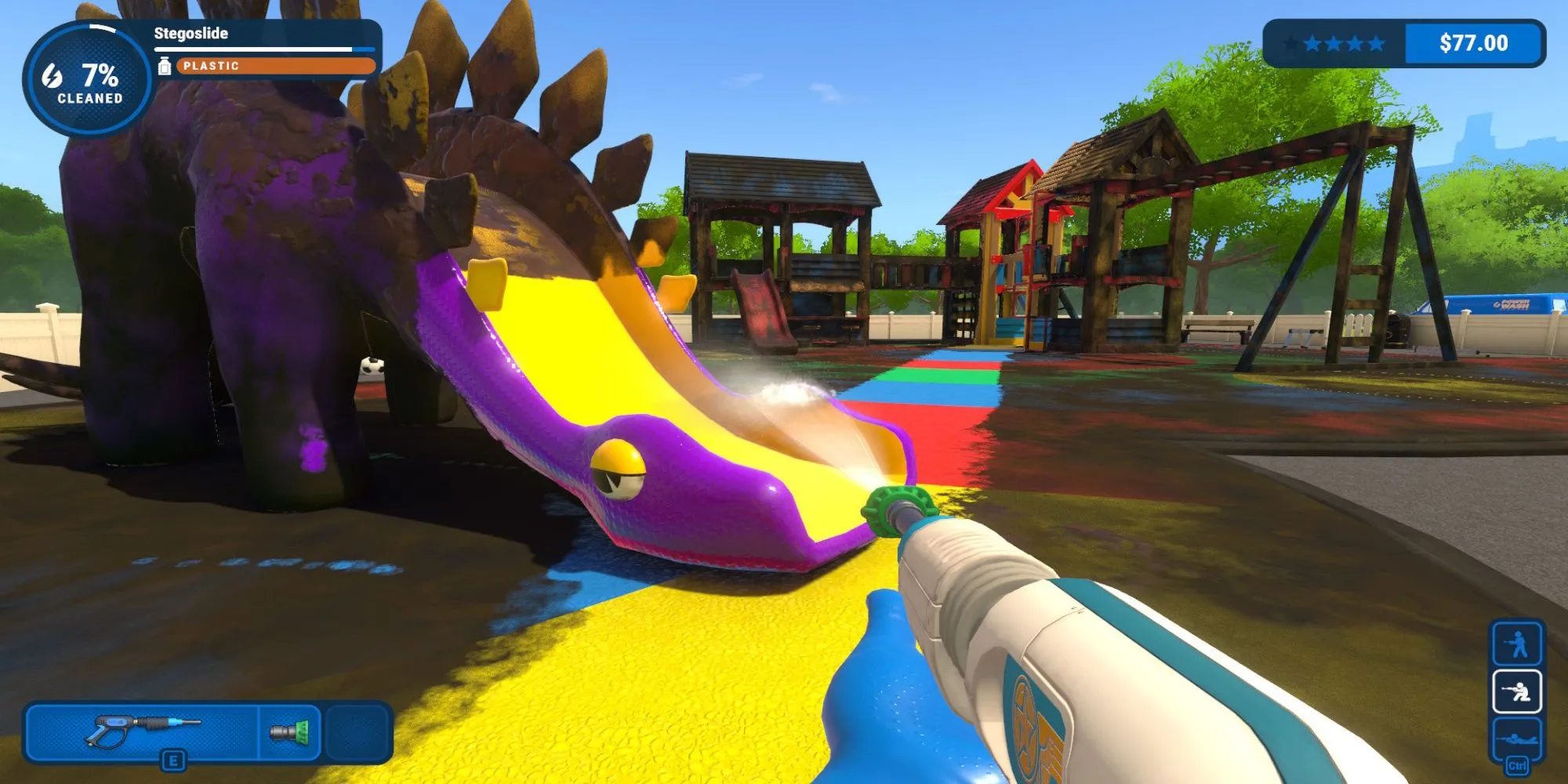 Giao diện làm sạch trong game Powerwash Simulator từ Steam