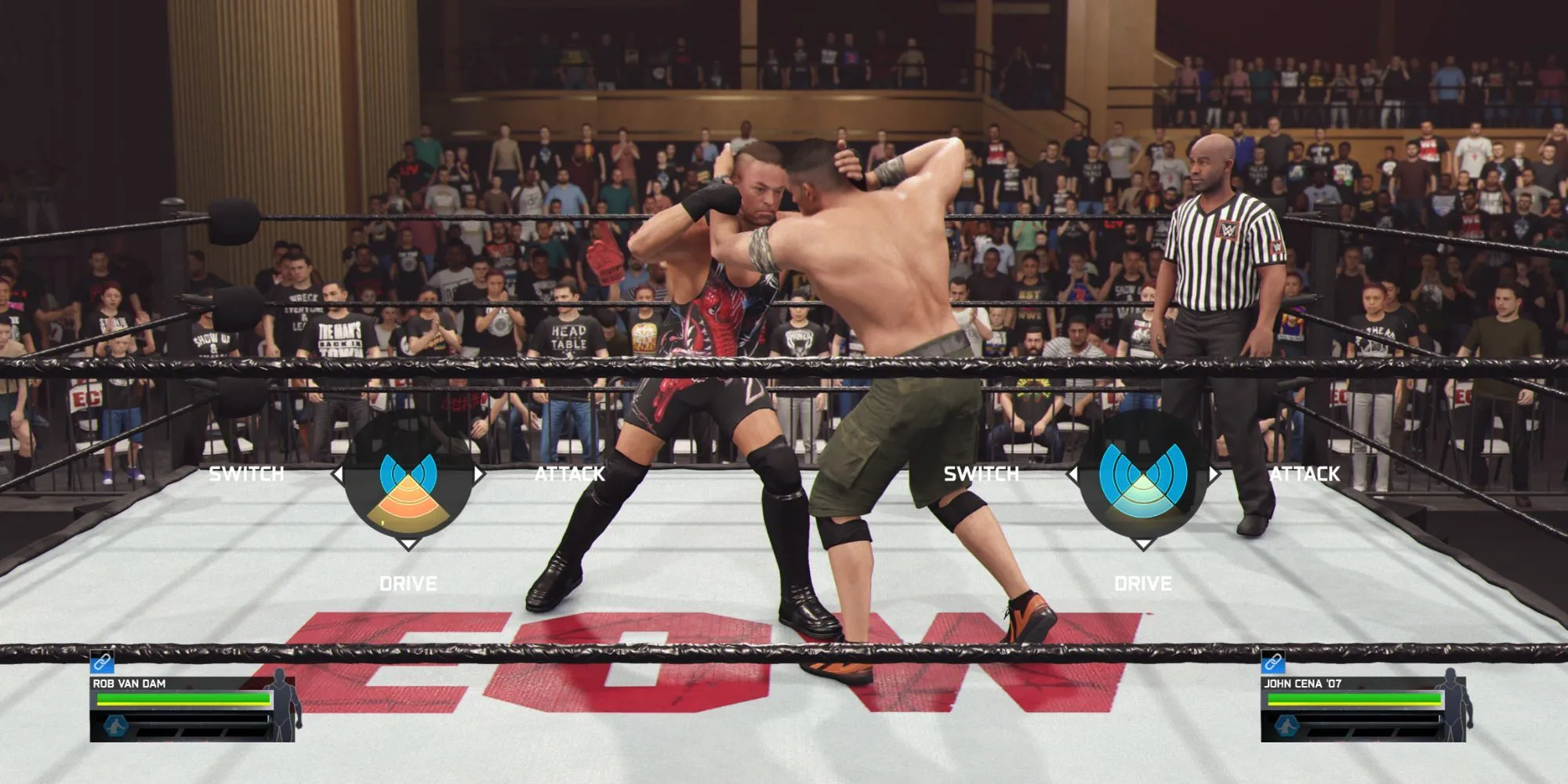 Giao diện lựa chọn đòn thế trong chain wrestling WWE 2K25