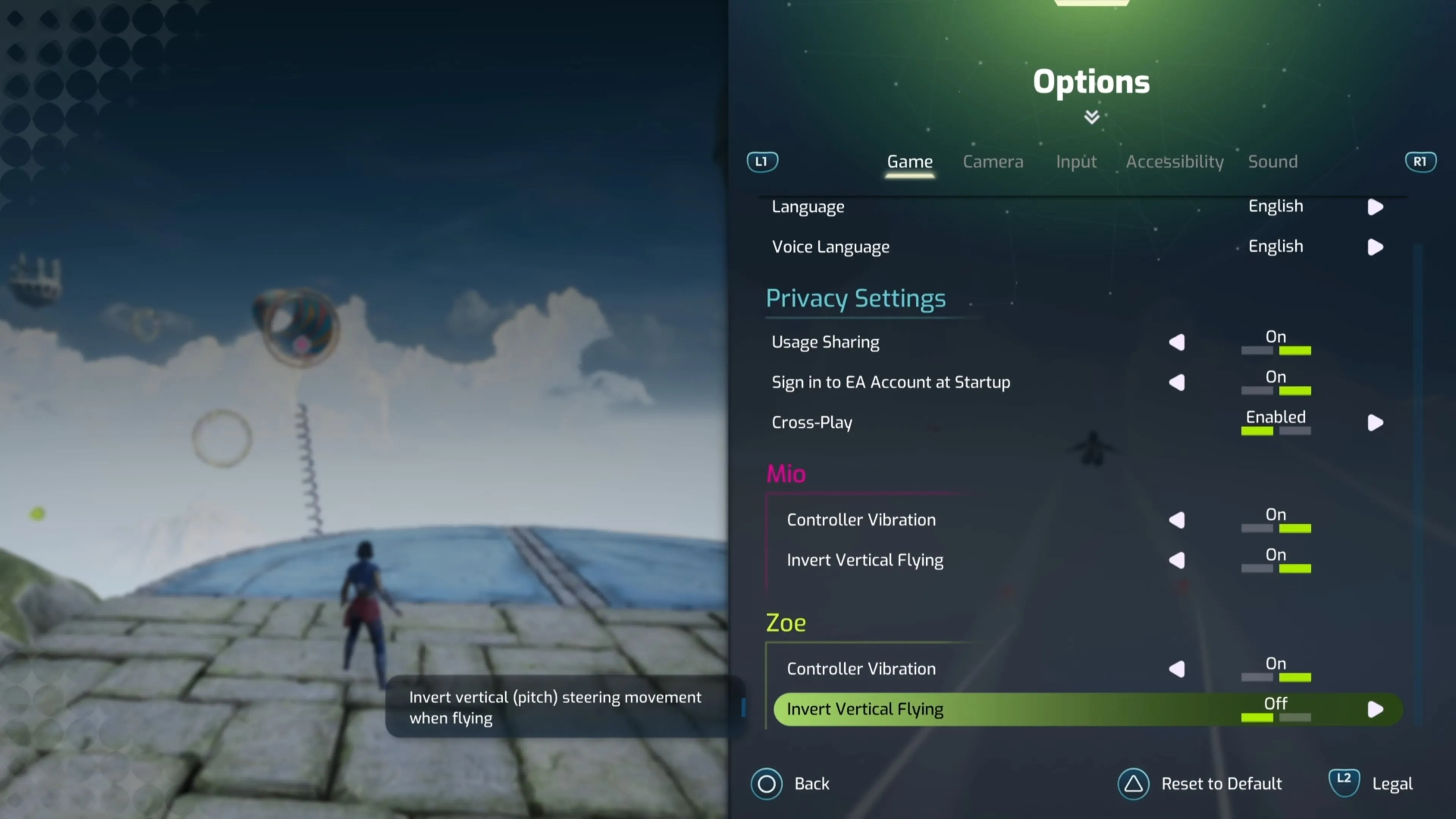 Giao diện tùy chỉnh điều khiển bay trong game Split Fiction giúp người chơi thoải mái hơn