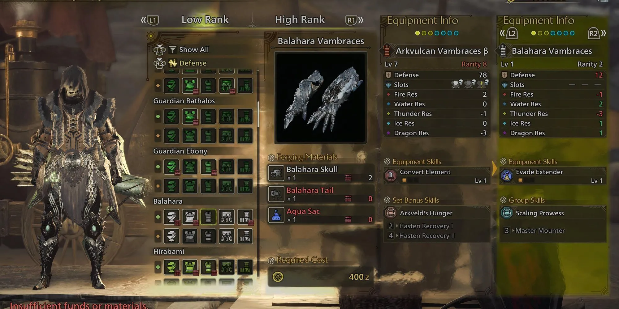 Giáp tay Balahara Vambraces chế tạo từ Aqua Sac trong Monster Hunter Wilds