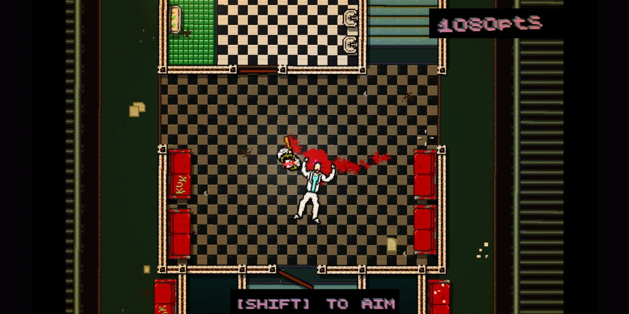 Góc nhìn từ trên xuống trong game hành động bạo lực Hotline Miami