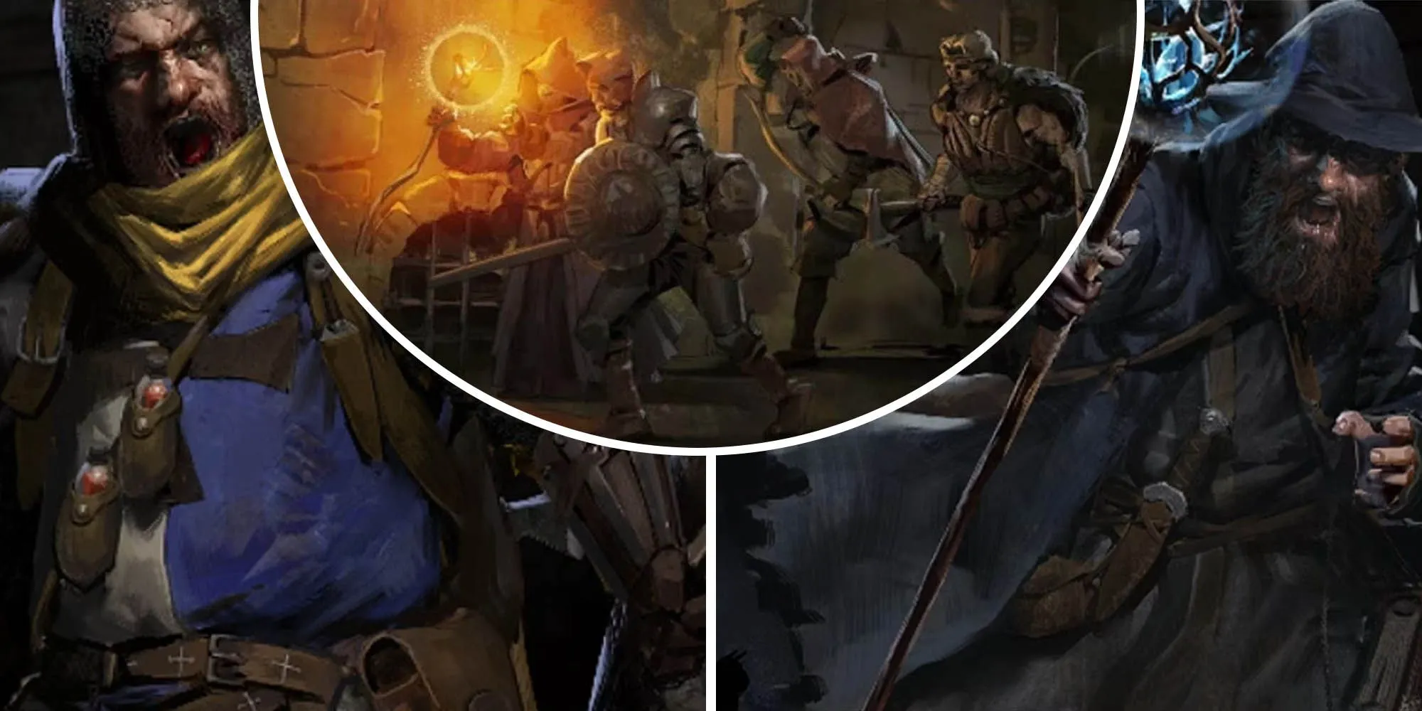Hai lớp nhân vật Cleric và Wizard trong Dark and Darker, thể hiện lối chơi đồng đội của game.