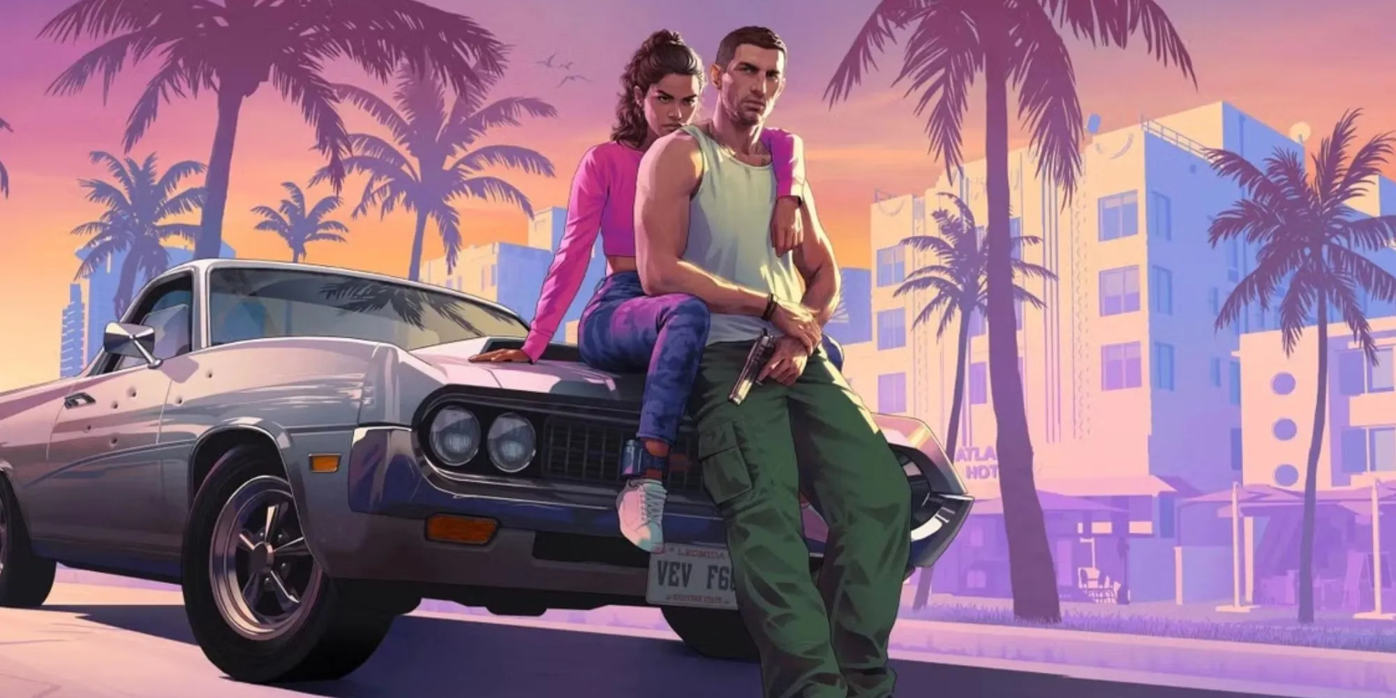 Hình ảnh logo hoặc artwork của Grand Theft Auto 6 (GTA 6), một tựa game bom tấn khác từ Take-Two dự kiến phát hành vào năm 2025.