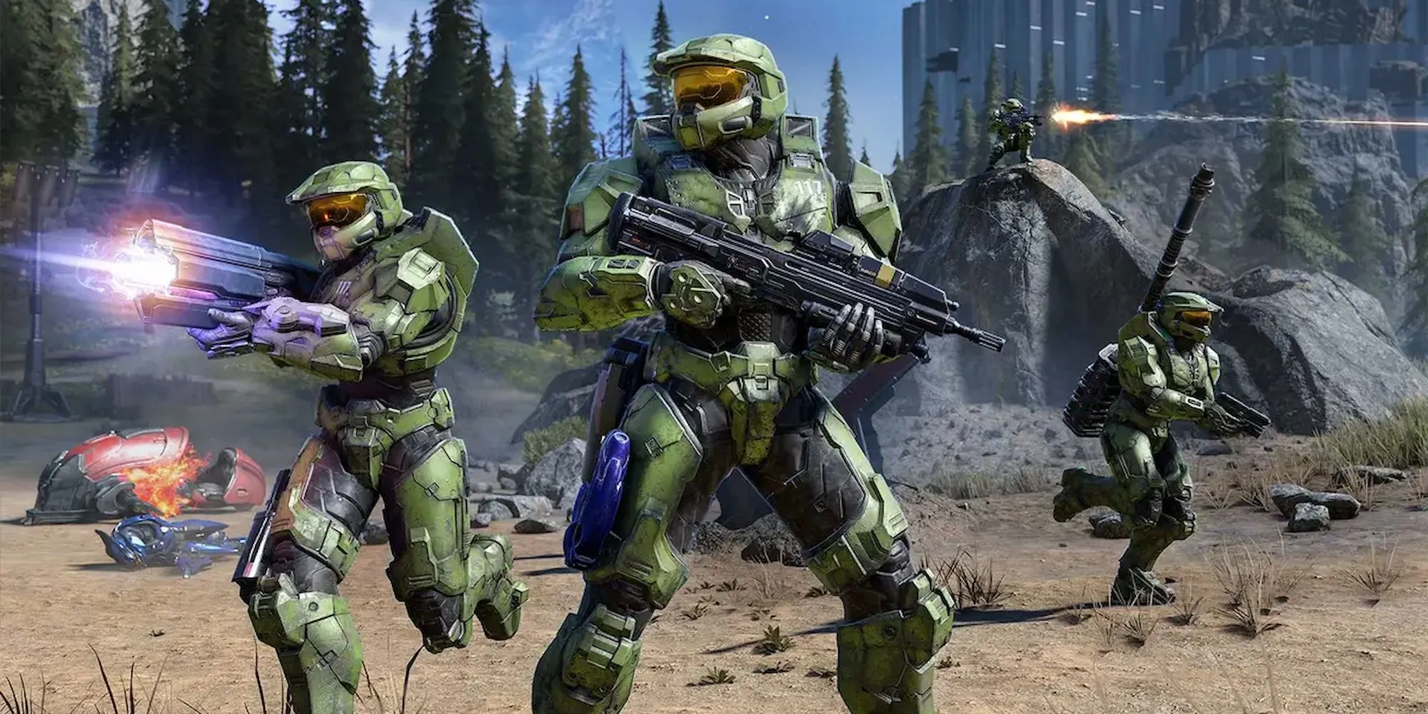 Hình ảnh Master Chief và đồng đội trong chế độ chiến dịch co-op của Halo Infinite