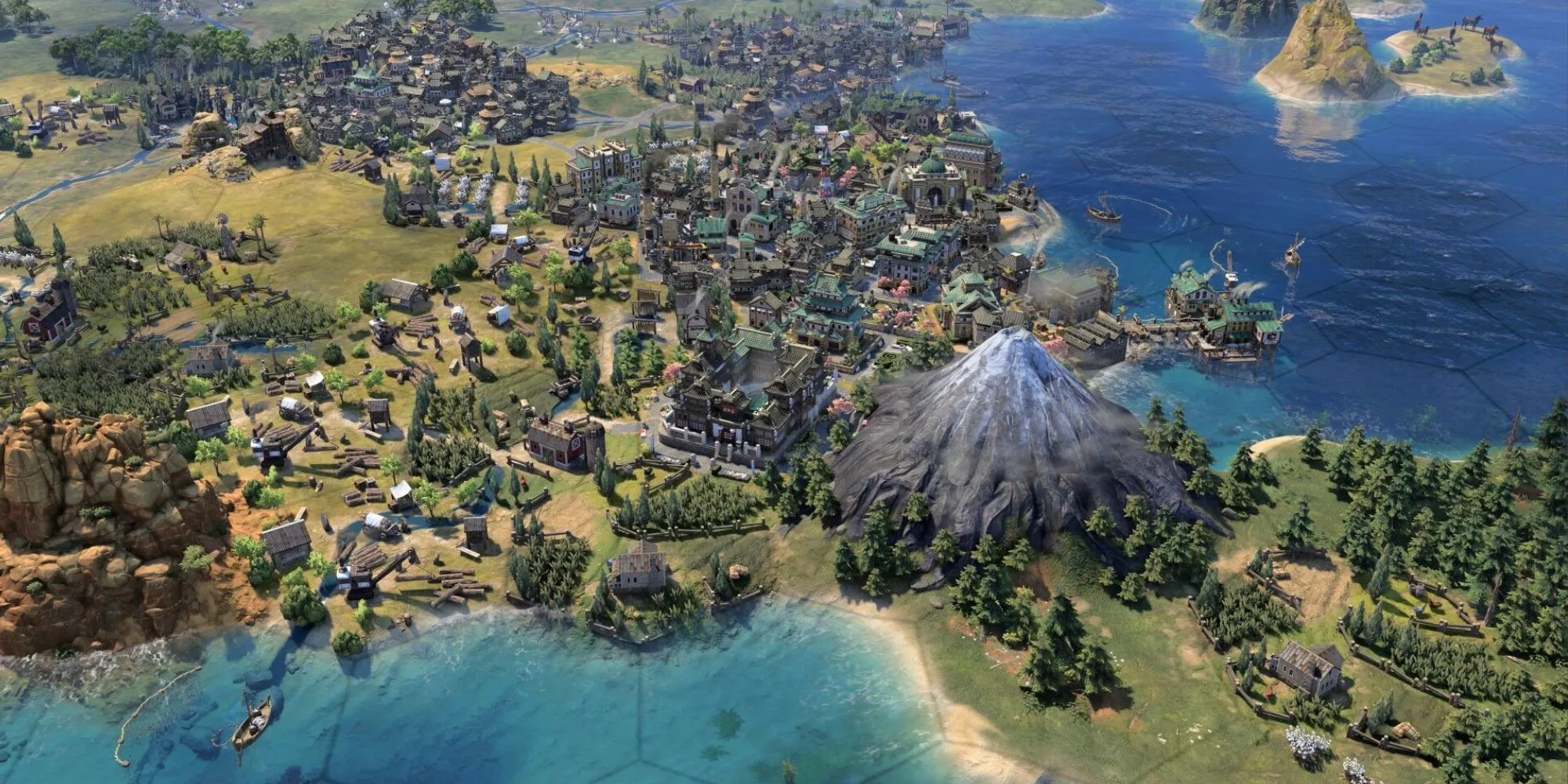 Hình ảnh quảng bá DLC Crossroads of the World cho Civilization VII với các nền văn minh và lãnh đạo mới