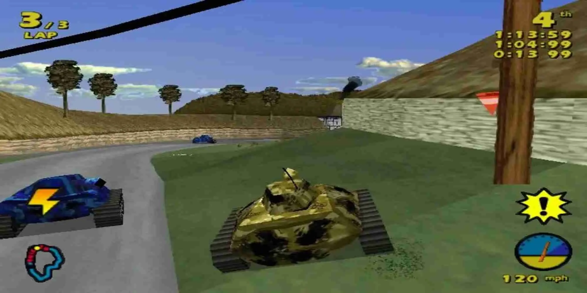 Hình ảnh xe tăng chiến đấu trong game Tank Racer PS1