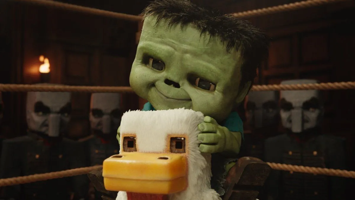Hình ảnh zombie con cưỡi gà độc đáo từ trailer phim Minecraft Movie