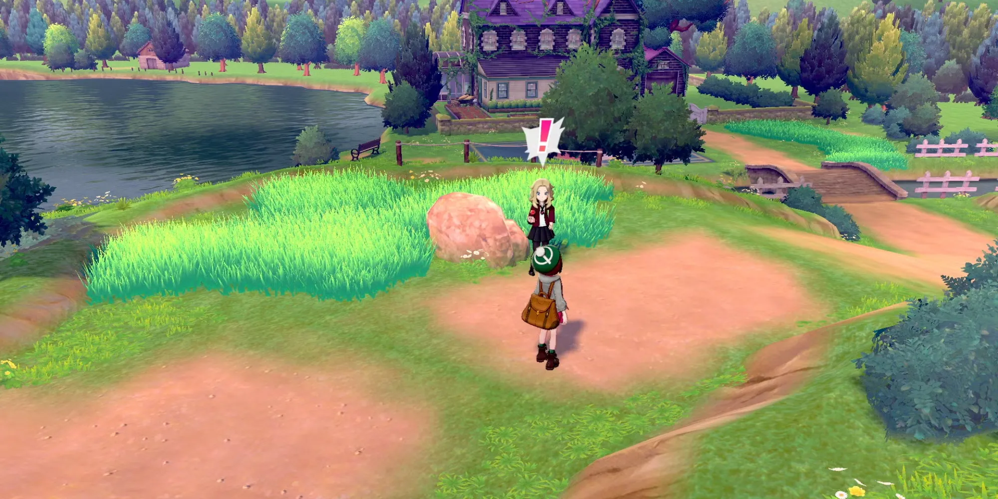 Huấn luyện viên đi bộ trên đường trong Pokémon Sword and Shield